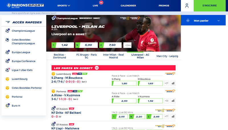 Parier en ligne sur le site Parions Sport