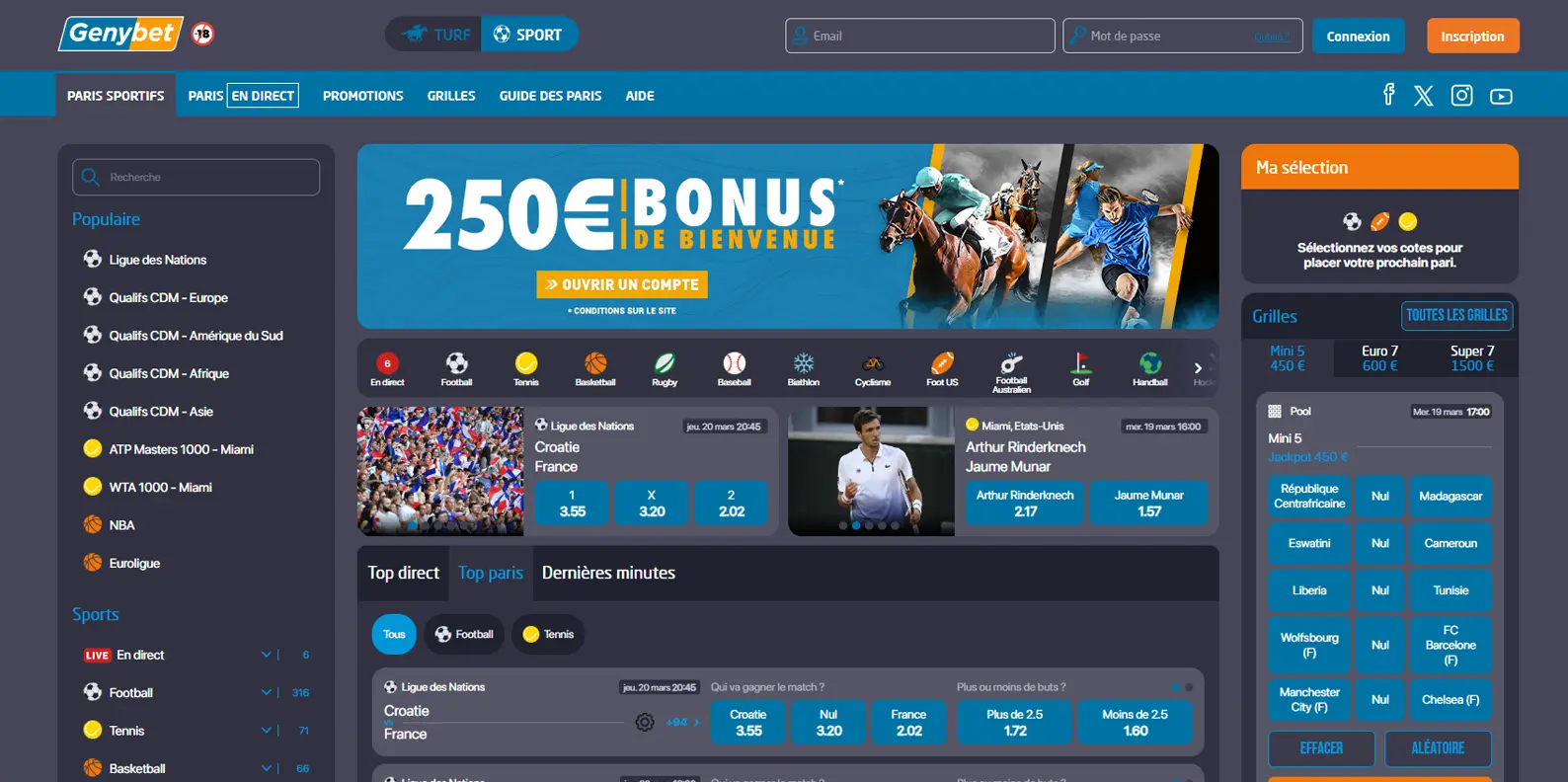 Site de paris sportifs en ligne Geny Bet