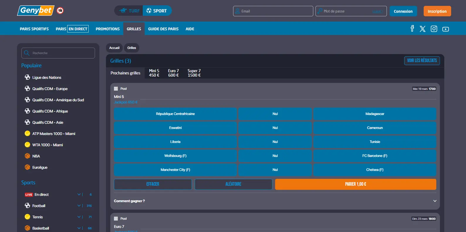 Parier en ligne avec Geny Bet !