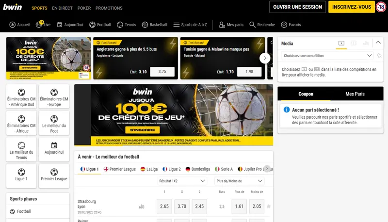 Bonus Bwin : Jusqu'à 100 crédits de jeu !