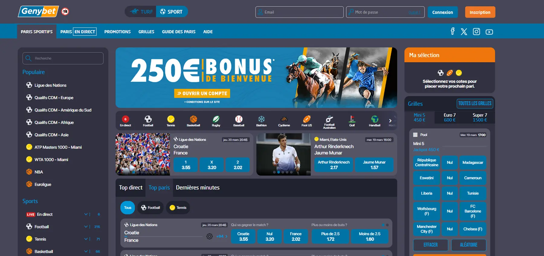 Paris sportifs en ligne Genybet