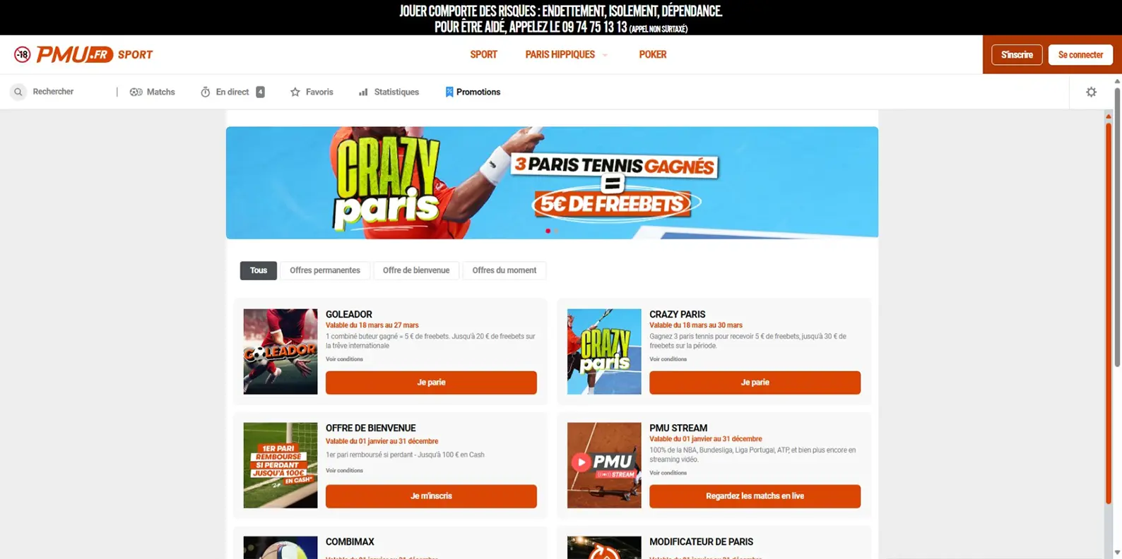 Promotion et bonus PMU Sport
