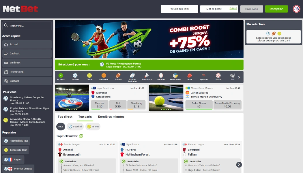 Parier en ligne sur le site NetBet