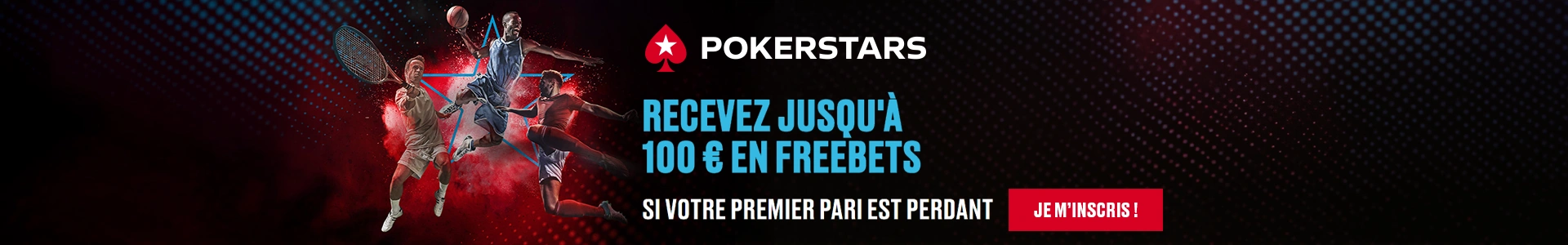 Pokerstars Sport - Bonus de 100€ en FREEBETS à L'inscription