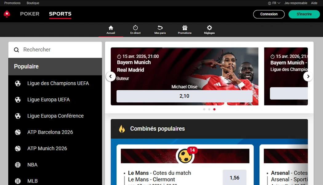 Pokerstars Sports en ligne: Parier en ligne