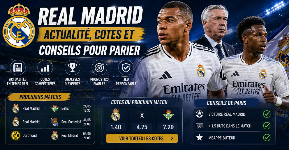 Real Madrid : Actualité, Cotes et Conseils pour Parier