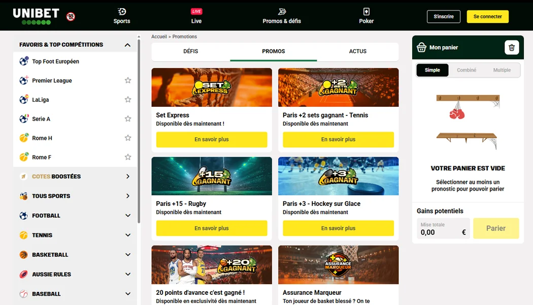 Bonus & Promotions Unibet Paris sportifs