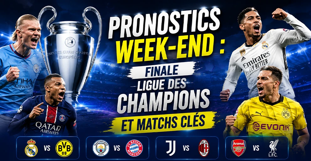 Pronostics Week-end : Finale Ligue des Champions et Matchs Clés
