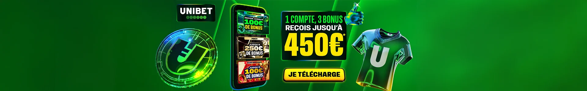 UNIBET : Parier en ligne, bonus d'inscription 450€